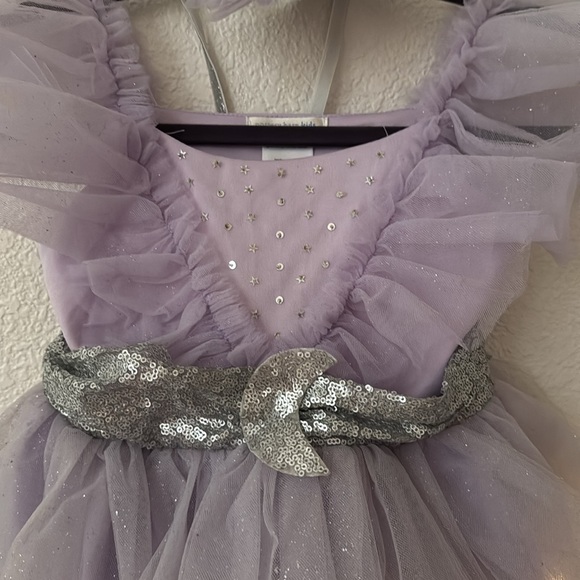 Size 4-6 Pottery Barn Kids Light up tulle dress crescent moon detail+headband - Picture 5 of 9